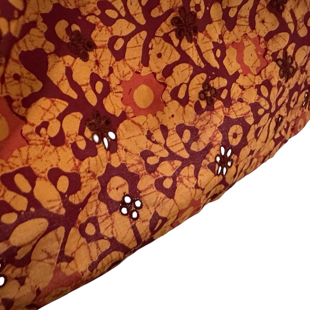 Jennifer & Grace Womens Eyelet Flutter Sleeve Split Neck Blouse Sz Medium Orange - Picture 4 of 7